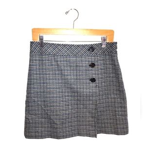 Ann Taylor Loft Houndstooth Blue/Black/Gray Academia Preppy Mini Skirt Size 4